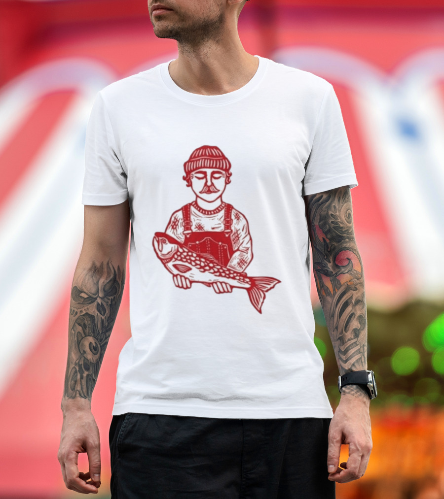 Goth Babe Fisherman Holding Fish T-Shirt