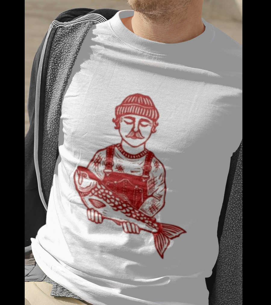 Goth Babe Fisherman Holding Fish T-Shirt