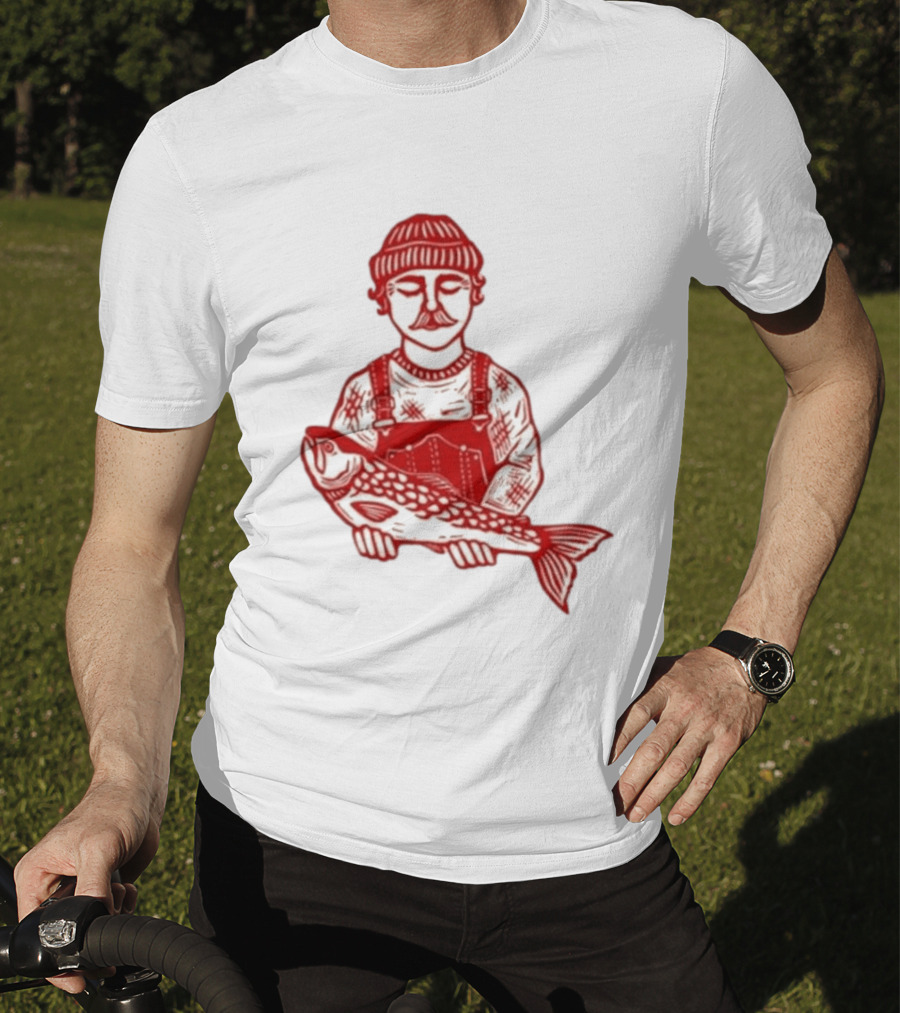 Goth Babe Fisherman Holding Fish T-Shirt