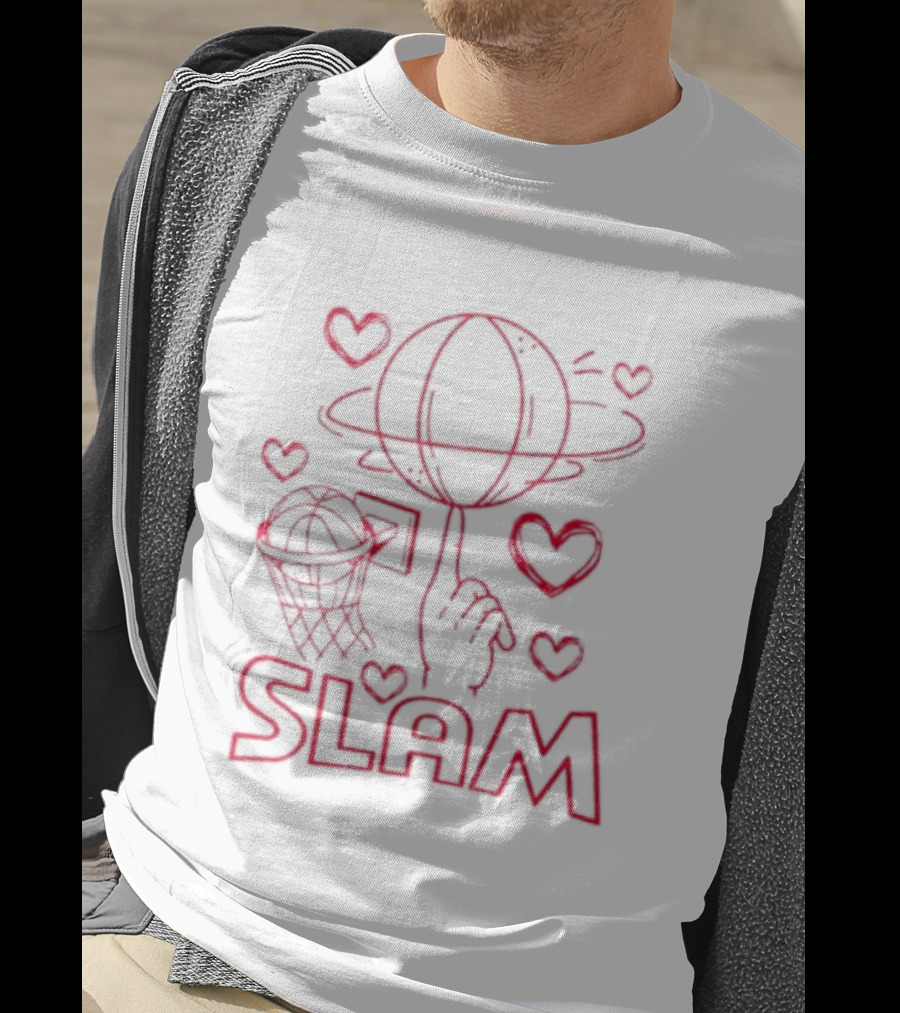 Slam Basketball Heart Hoops Hand Spinning Planet T-Shirt