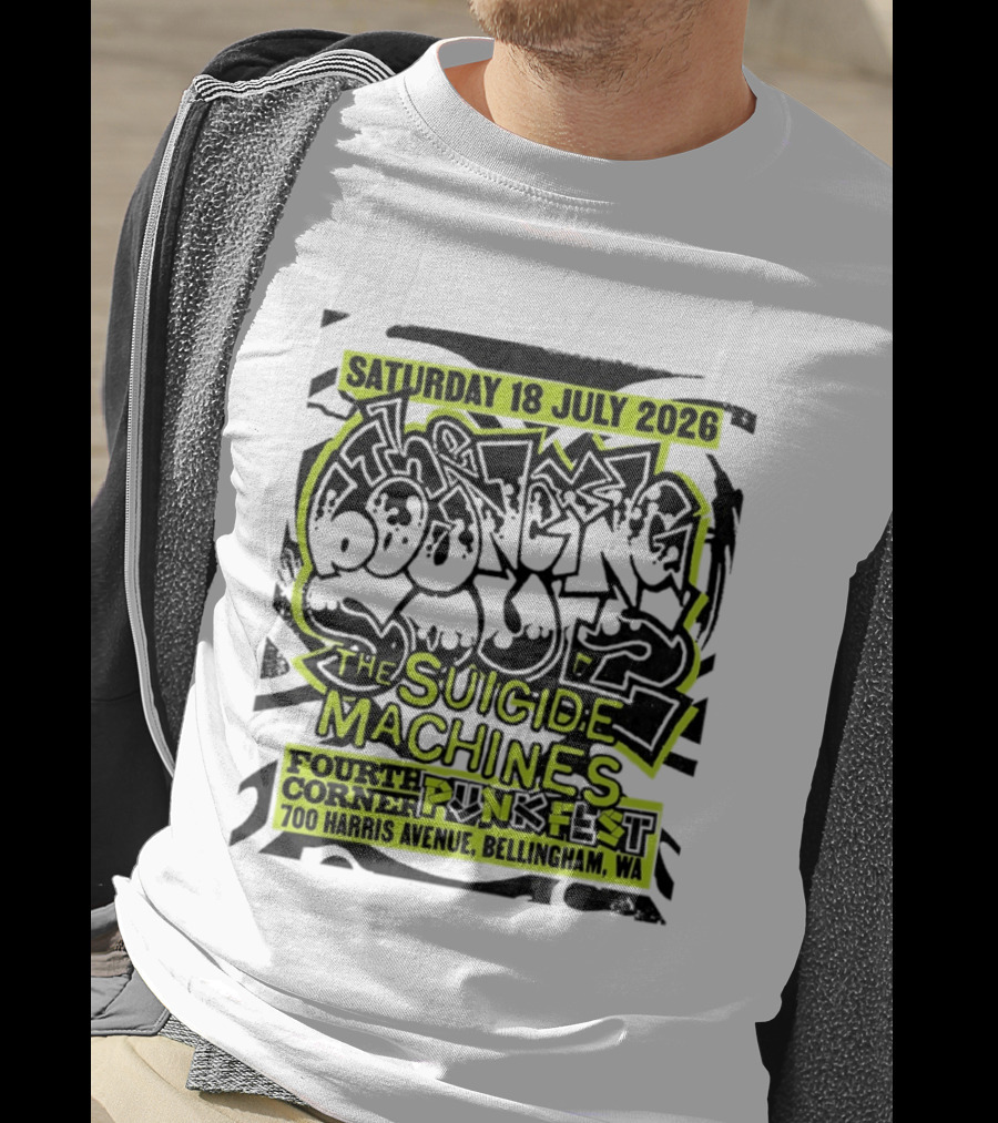 Saturday 18 July 2026 The Bouncing Souls The Suicide Machines Fourth Corner Punkfest Bellingham WA 700 Harris Avenue T-Shirt