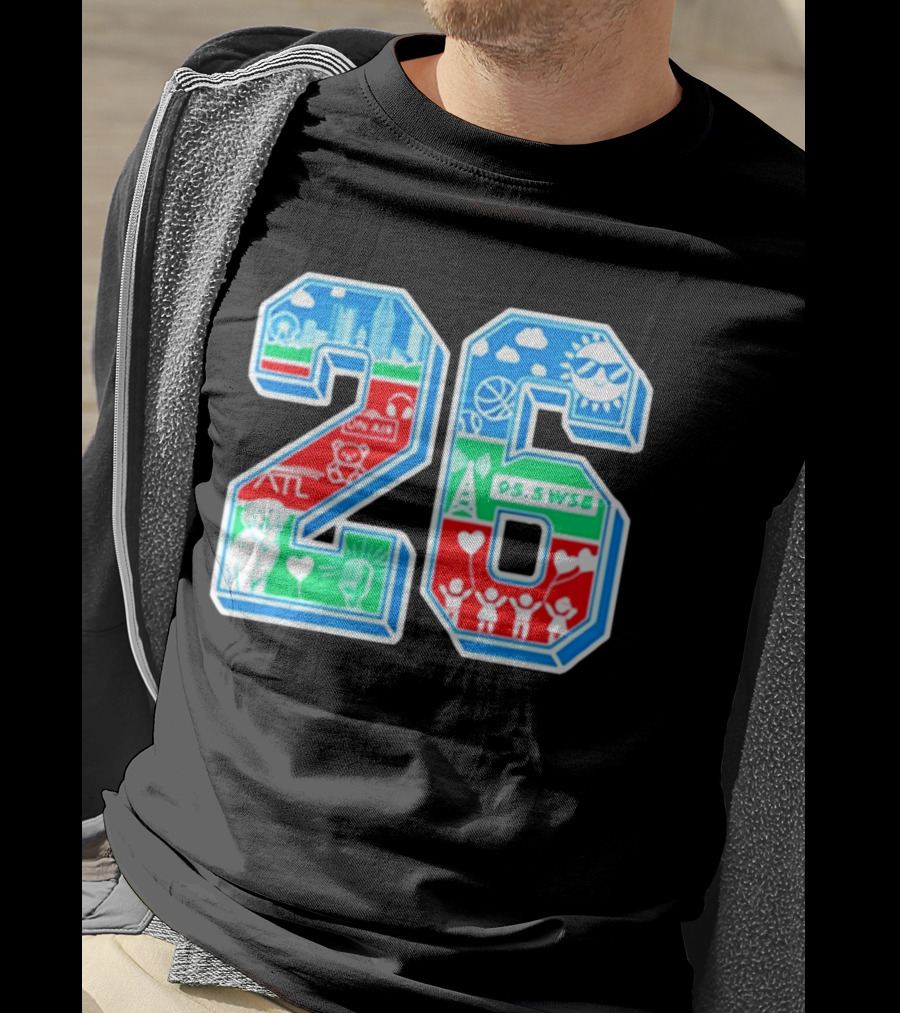 26th Annual WSB Care A Thon 95.5 WSB ATL Skyline Basketball Teddy Bear Radio Sun T-Shirt