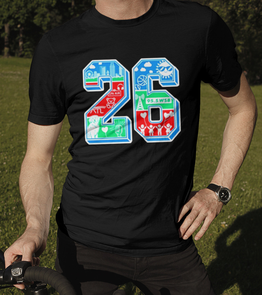 26th Annual WSB Care A Thon 95.5 WSB ATL Skyline Basketball Teddy Bear Radio Sun T-Shirt
