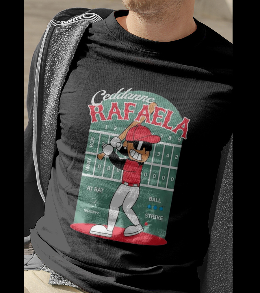 Ceddanne Rafaela Baseball Cartoon Scoreboard T-Shirt