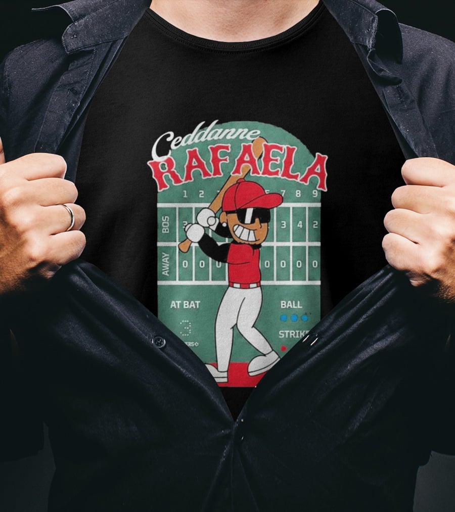 Ceddanne Rafaela Baseball Cartoon Scoreboard T-Shirt