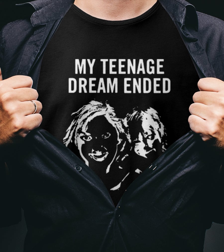 My Teenage Dream Ended Text And Sketch Faces T-Shirt