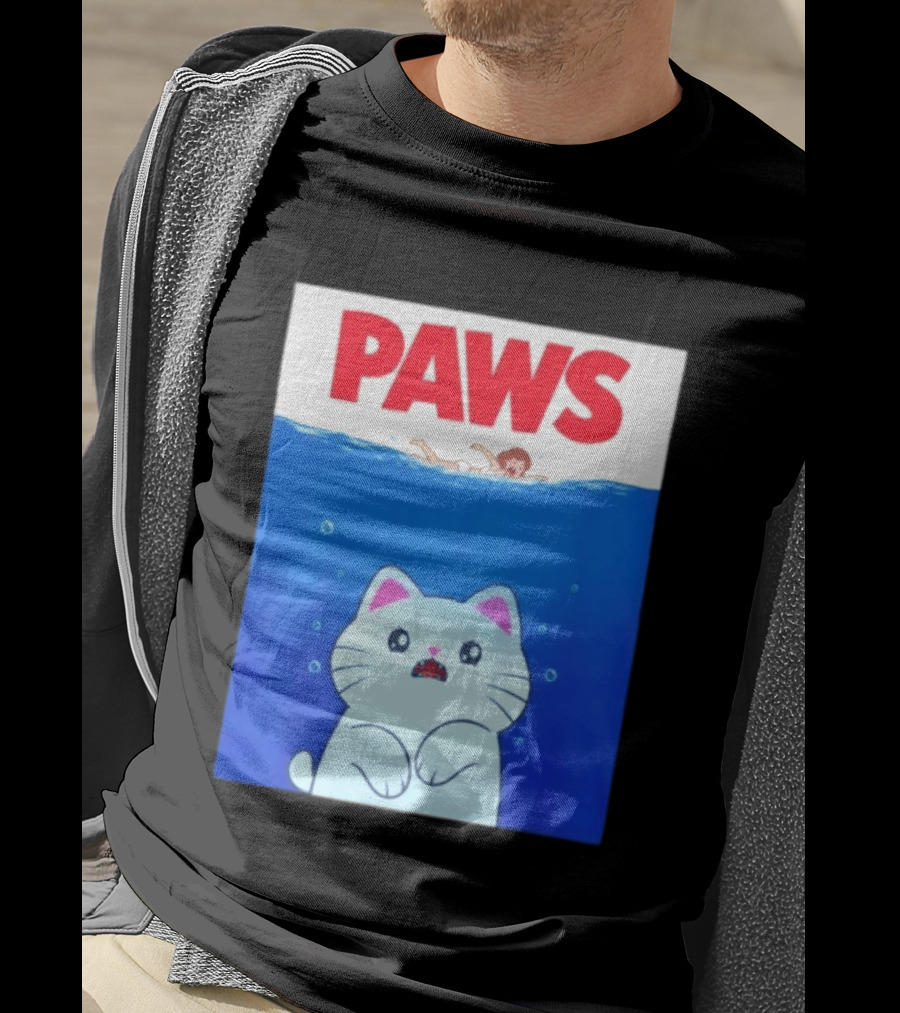 Paws Cat Parody Movie Jaws T-Shirt