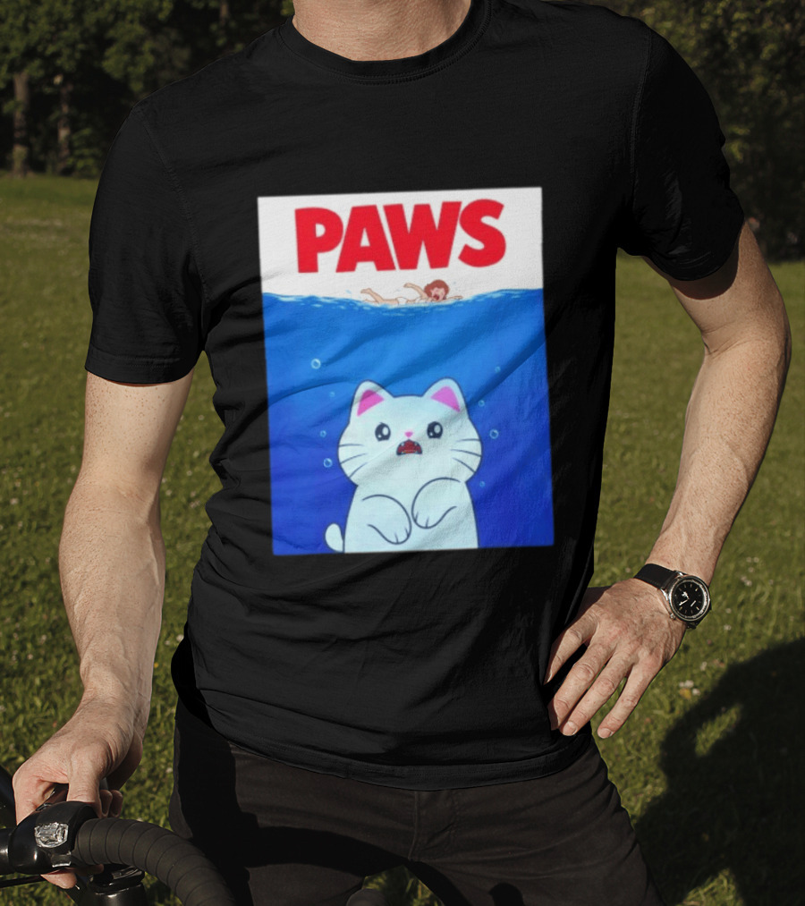 Paws Cat Parody Movie Jaws T-Shirt