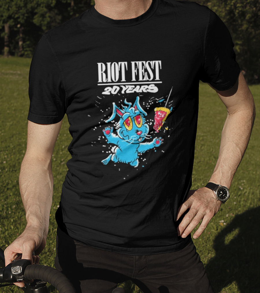 RIOT FEST 20 Years Blue Bunny And Pizza Slice Celebration T-Shirt