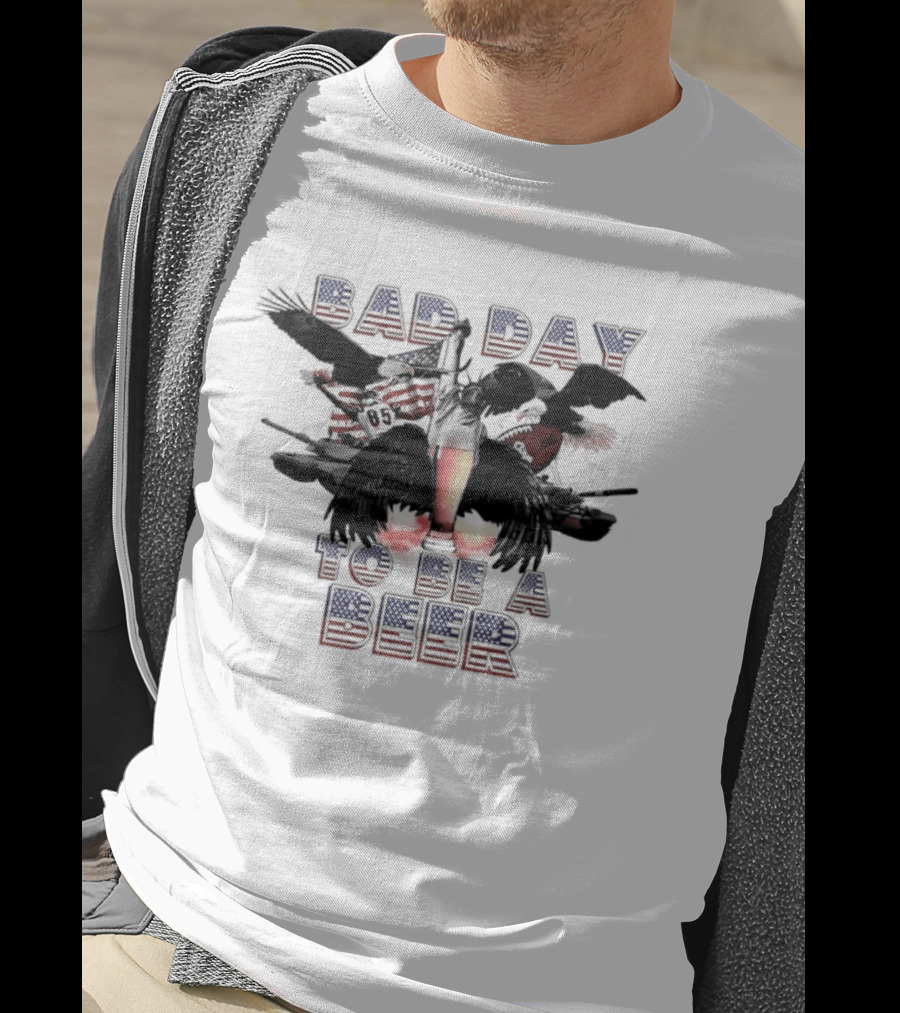 Bad Day To Be A Beer Eagle American Flag Football T-Shirt