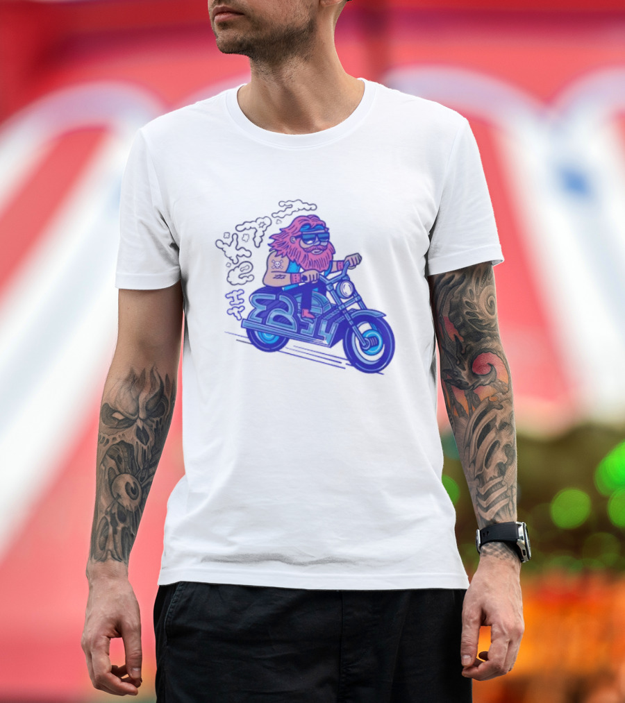 Billy Biker Cartoon Motorcycle Bearded Man T-Shirt