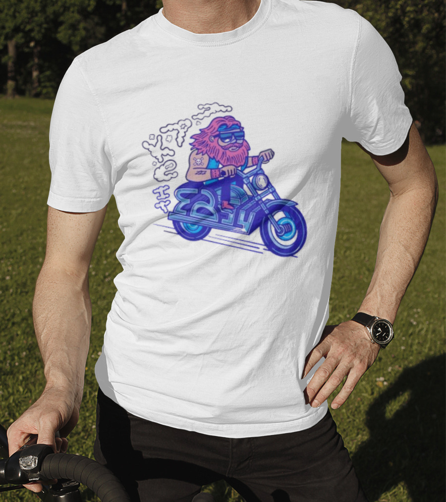 Billy Biker Cartoon Motorcycle Bearded Man T-Shirt