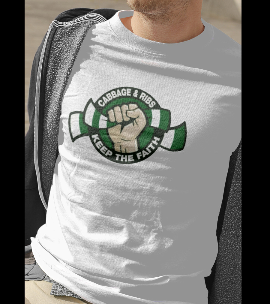 Cabbage & Ribs Keep The Faith Celtic FC Fist T-Shirt