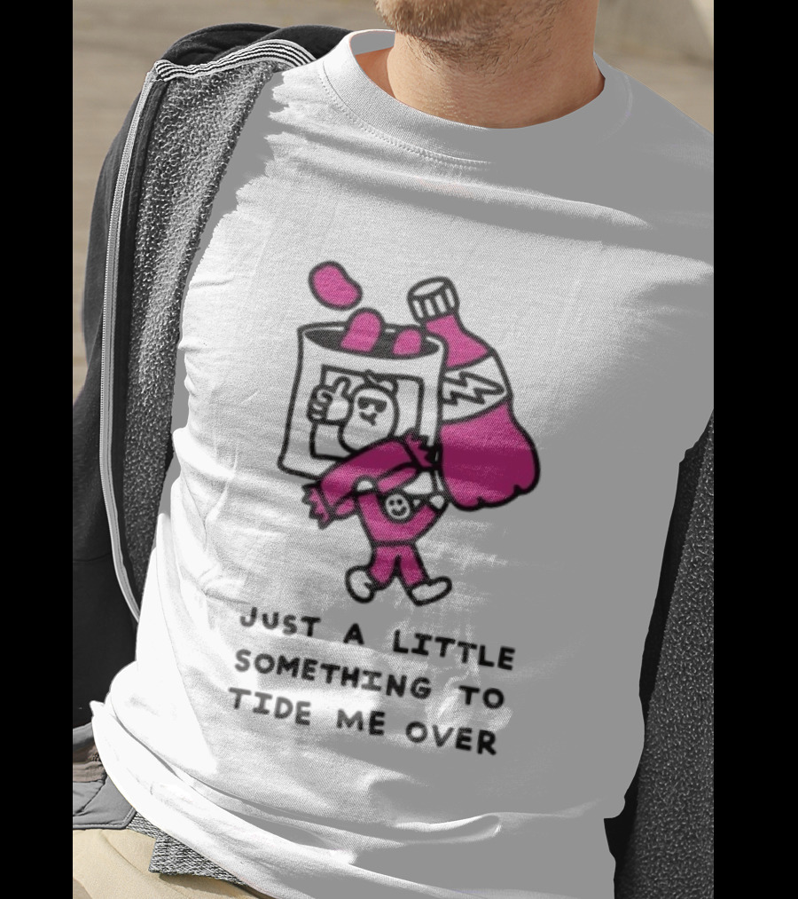 Just A Little Something To Tide Me Over Snack Pink Character Carrying Beer T-Shirt