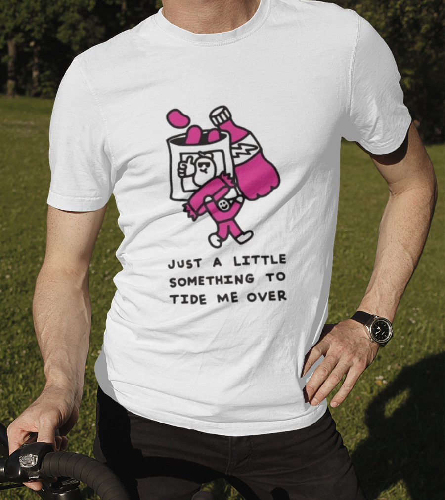 Just A Little Something To Tide Me Over Snack Pink Character Carrying Beer T-Shirt
