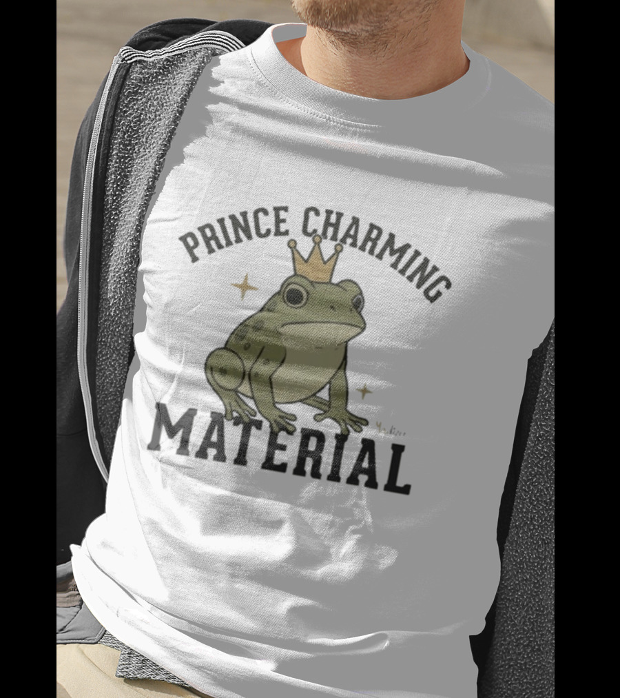 Prince Charming Material Frog With Crown And Stars T-Shirt