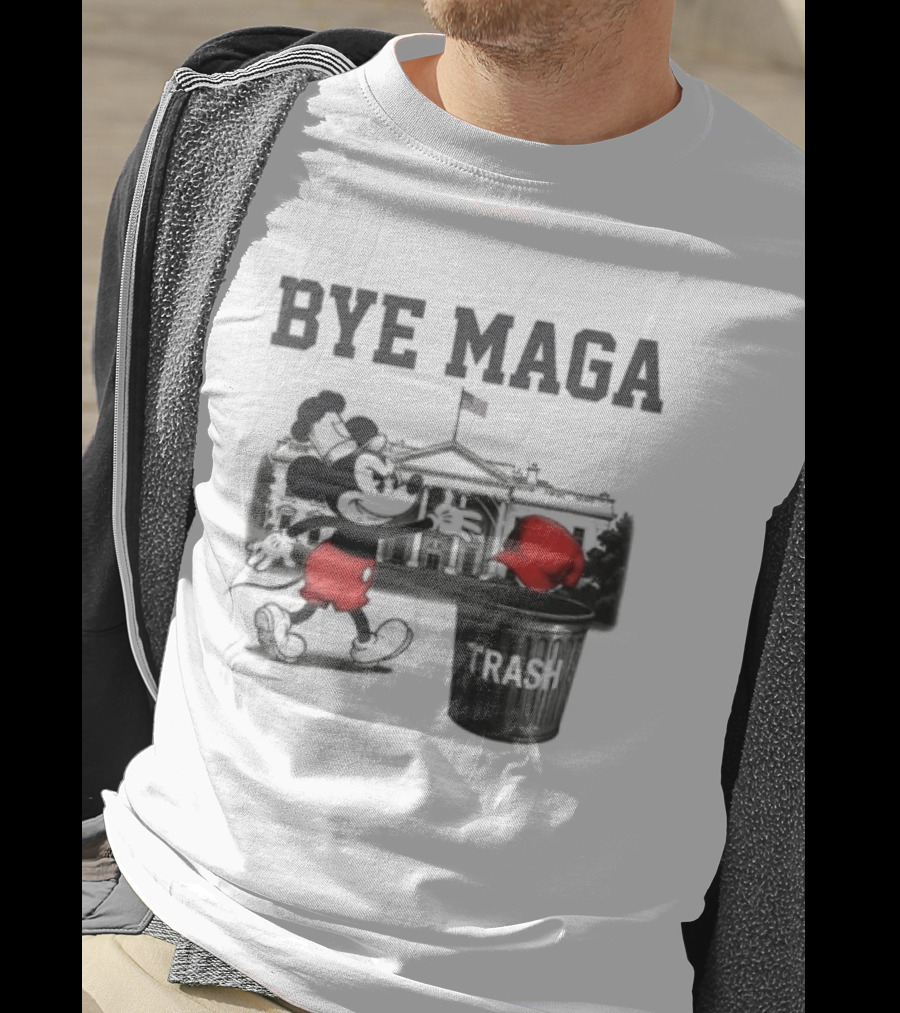 Bye Maga Trash Mickey Mouse Political Satire T-Shirt