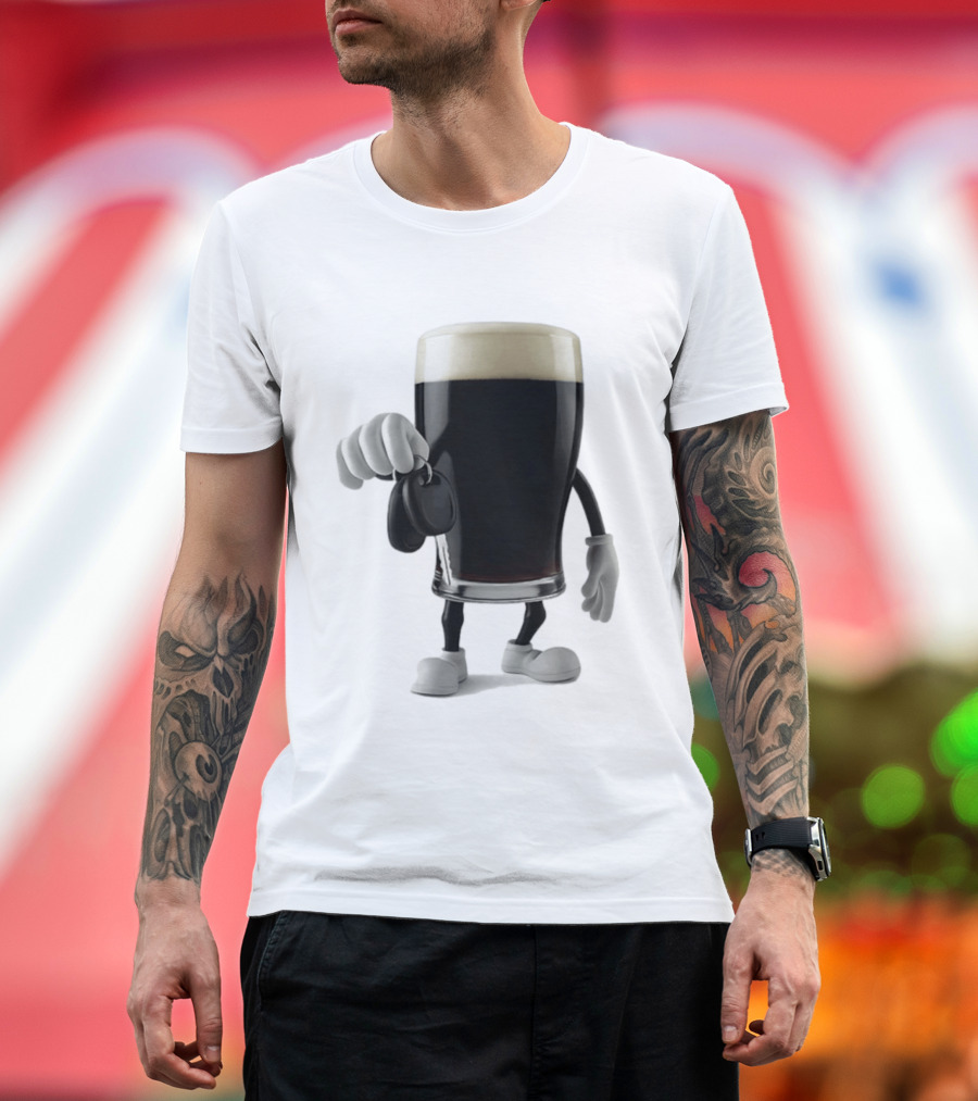 Guinness Beer Pint Holding Car Keys T-Shirt