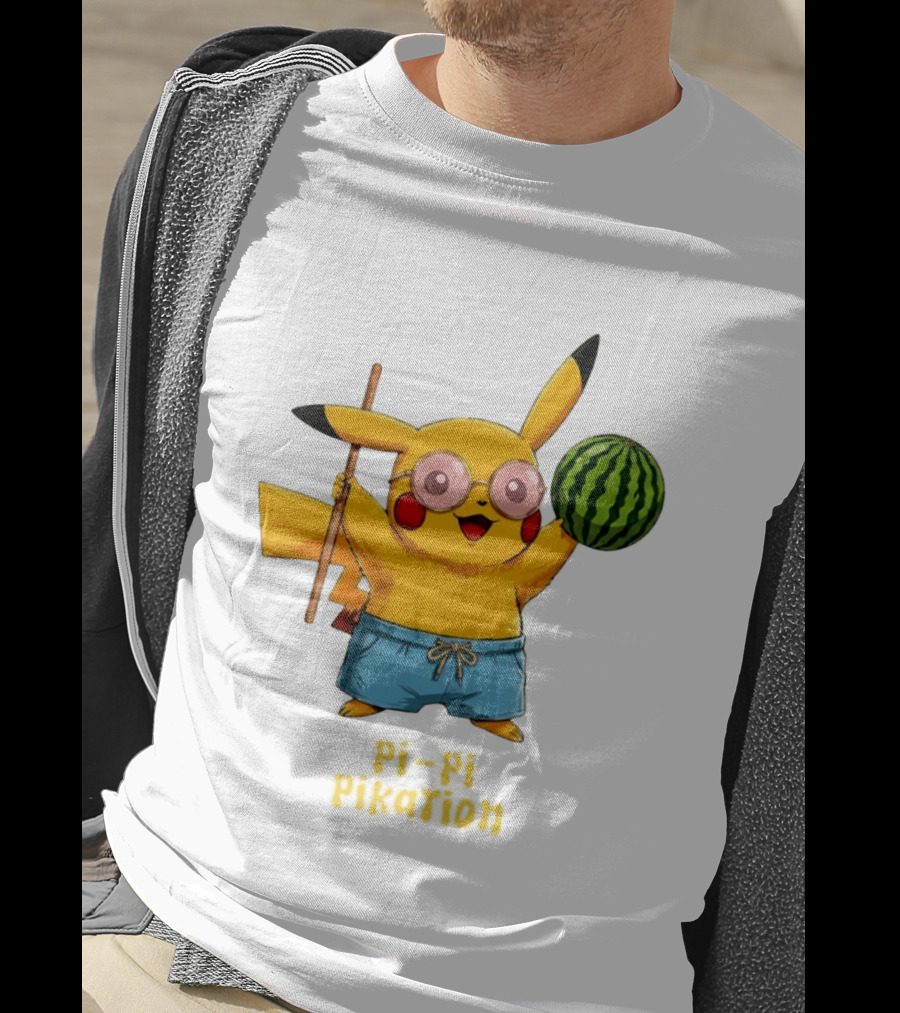Pikachu Watermelon Summer Pi Pi Pikation Cute Sunglasses Beach T-Shirt