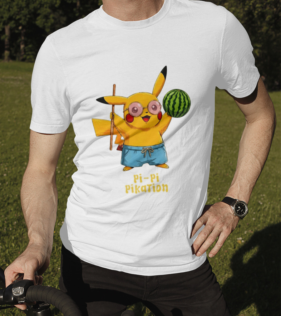 Pikachu Watermelon Summer Pi Pi Pikation Cute Sunglasses Beach T-Shirt