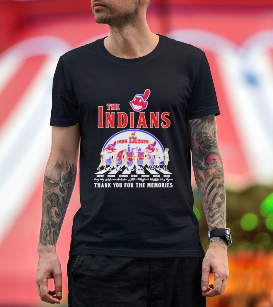 The Cleveland Indians 131st Anniversary 1894 2025 Thank You For The Memories Abbey Road Signatures T-Shirt