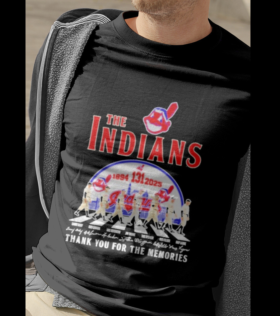 The Cleveland Indians 131st Anniversary 1894 2025 Thank You For The Memories Abbey Road Signatures T-Shirt