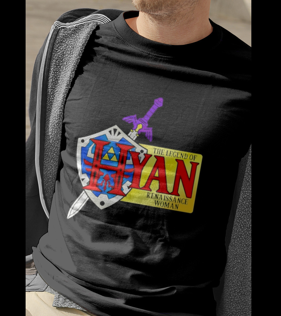 Hyan Renaissance Woman Legend Triforce Shield Sword T-Shirt