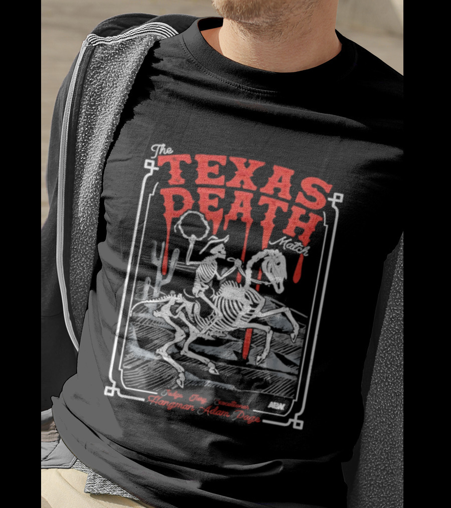 The Texas Death Match Skeleton Riding Wild Desert Scene T-Shirt
