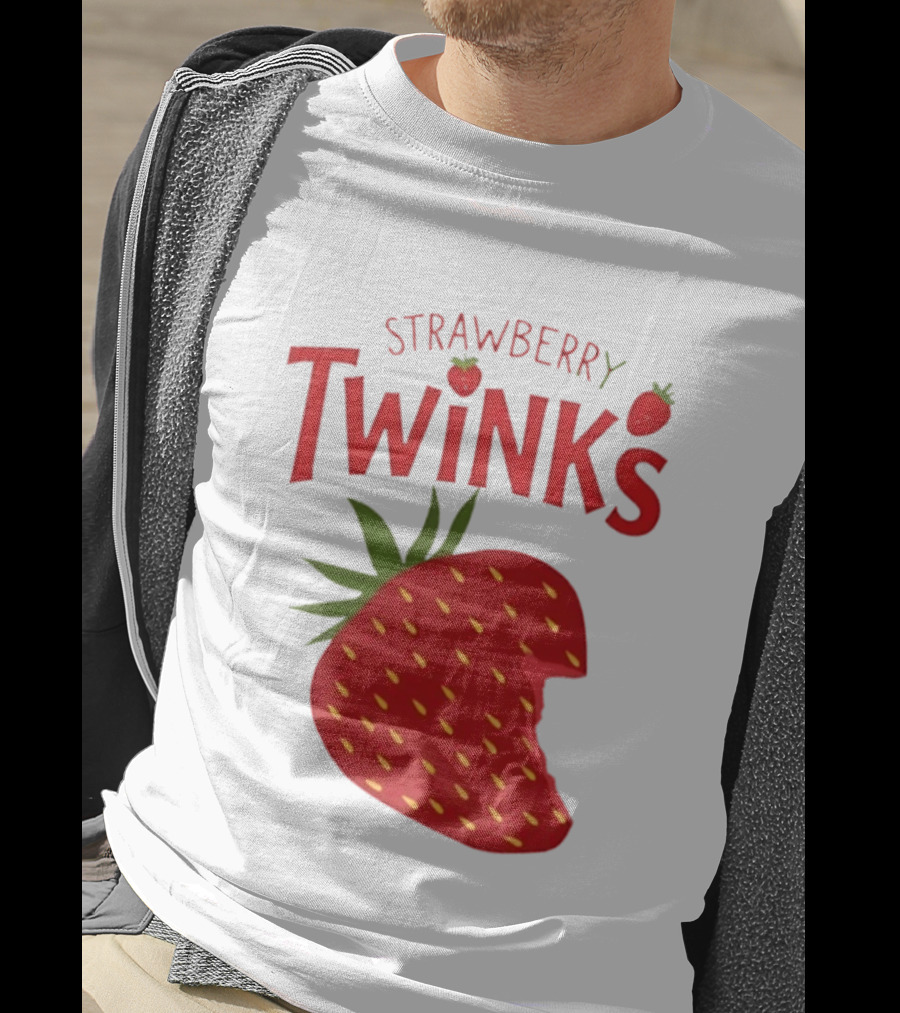 Strawberry Twinks With Bitten Strawberry Motif T-Shirt