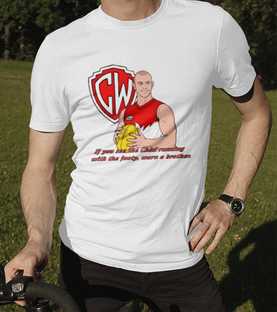 The Chad Running Footy Warn A Brother CW AFL T-Shirt