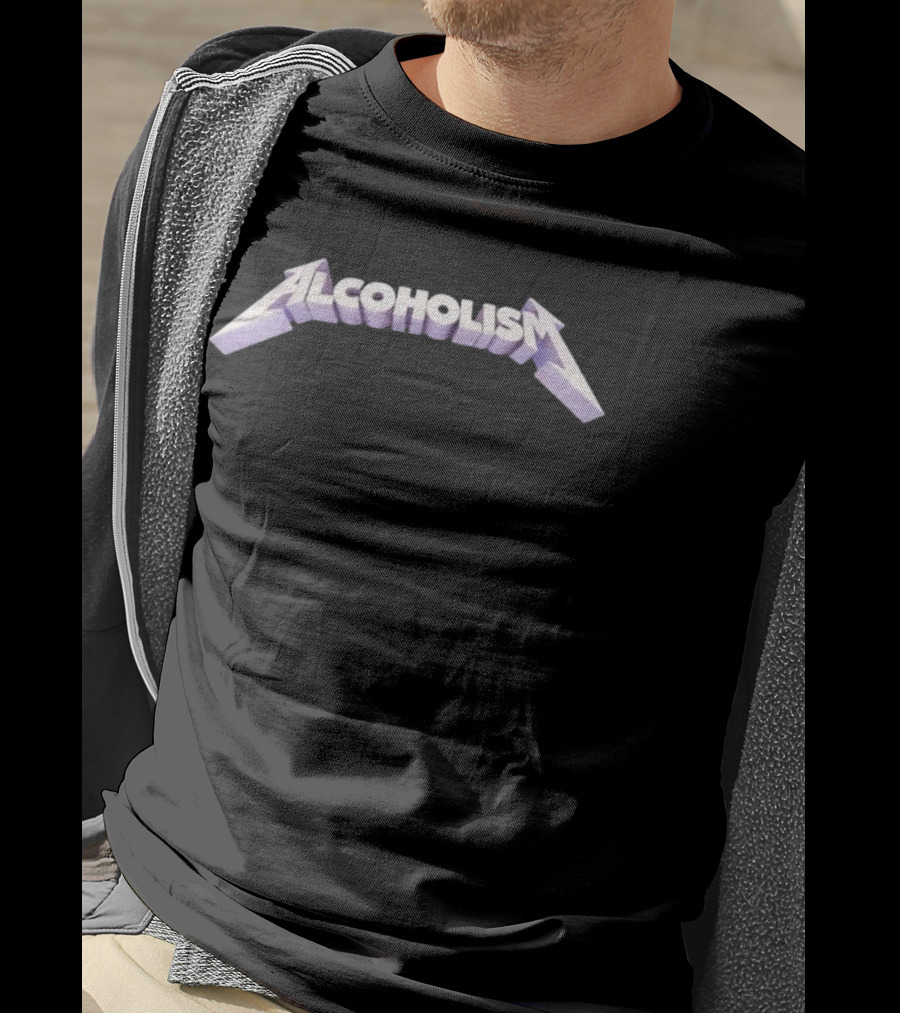 Alcoholism Metallica Style Font T-Shirt