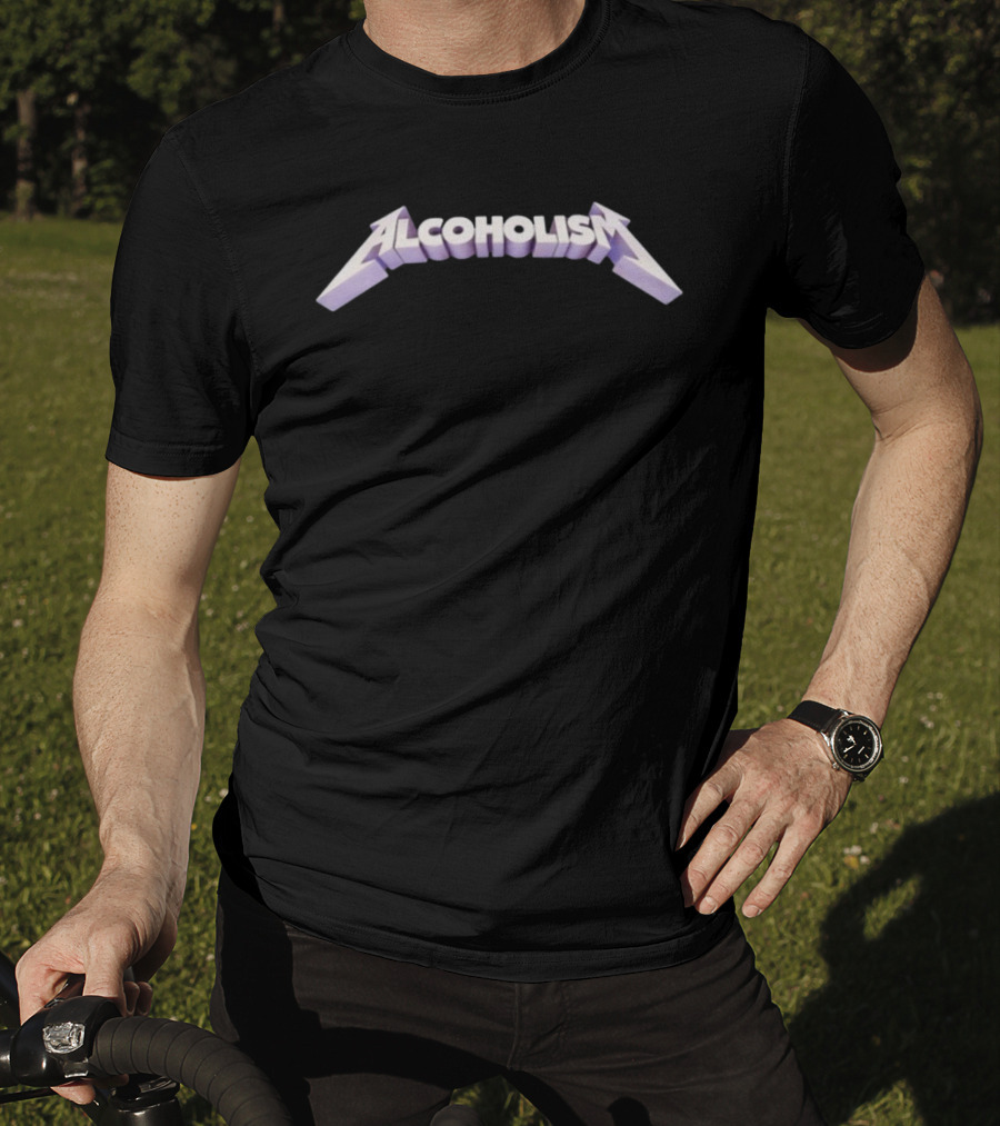 Alcoholism Metallica Style Font T-Shirt