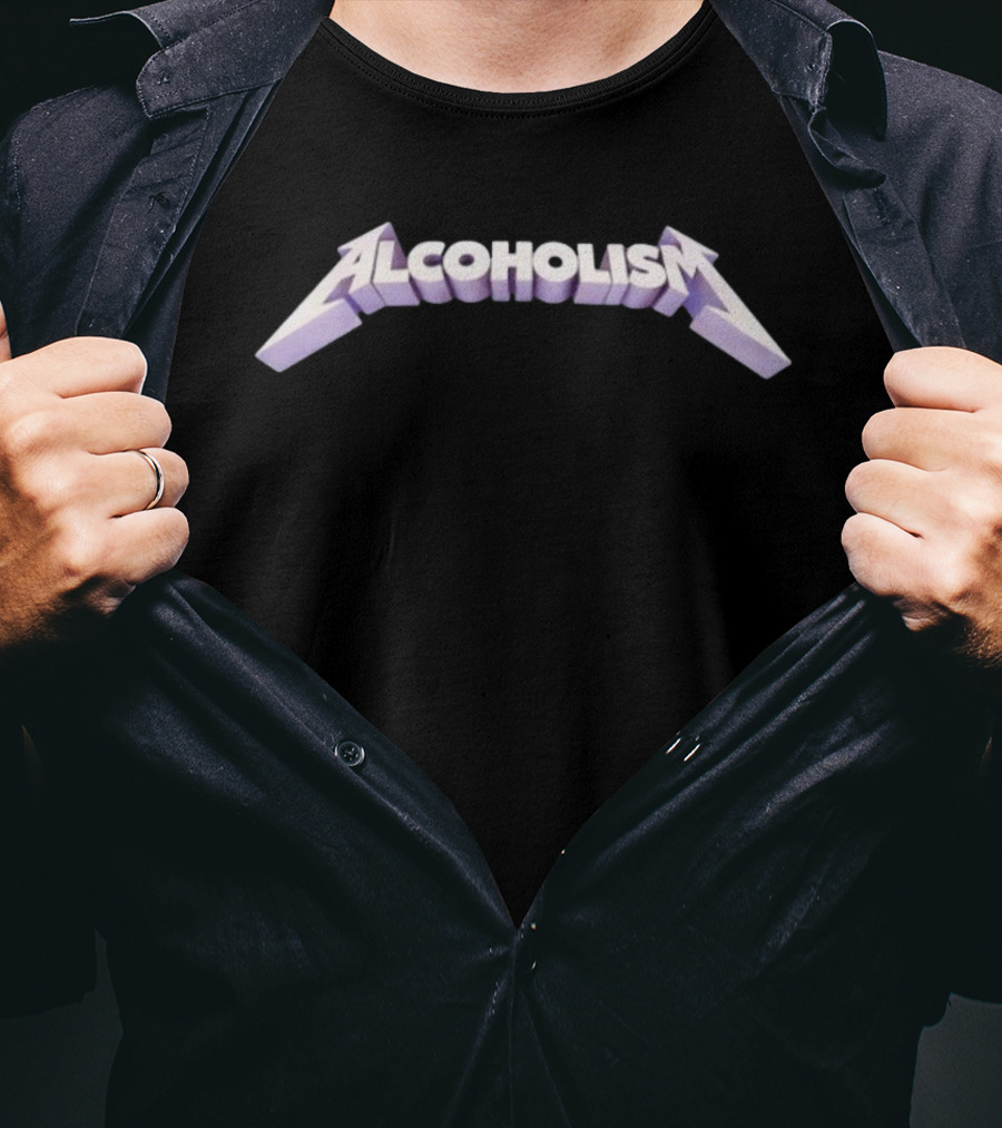 Alcoholism Metallica Style Font T-Shirt