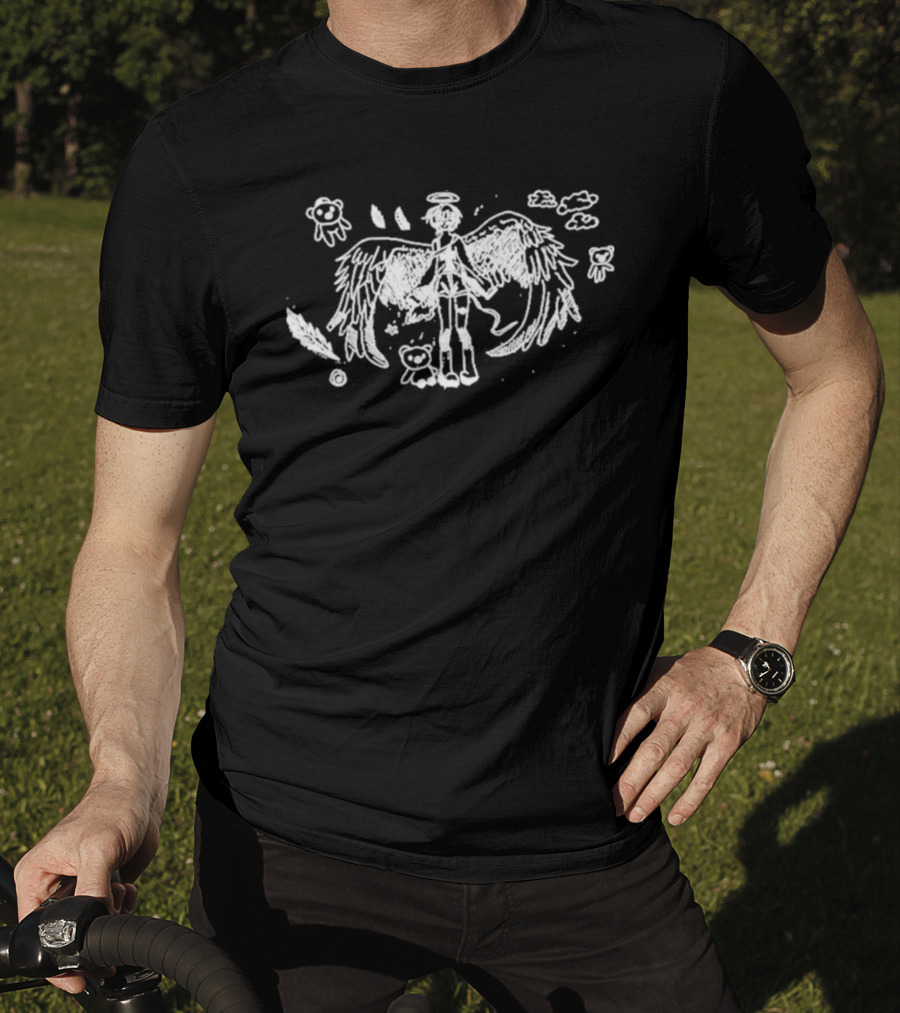 Angeltype Angel Wings And Clouds Fantasy Drawing T-Shirt