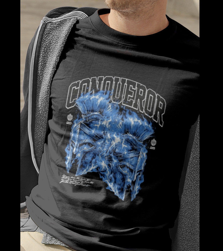 Conqueror Spartan Helmets Blue Fire Blaze T-Shirt