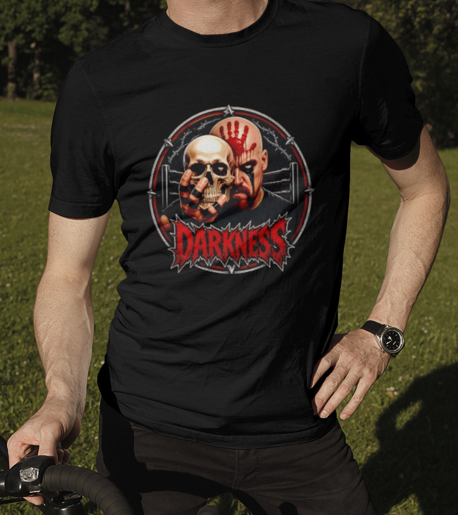 Darkness Skull Face Paint Handprint Barbed Wire Circle T-Shirt