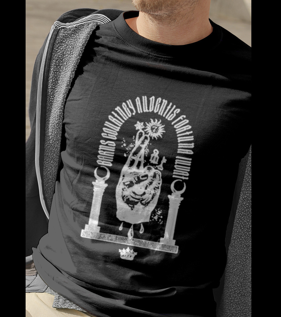 Barns Courtney Audentis Fortuna Iuvat Hand Symbol With Columns T-Shirt