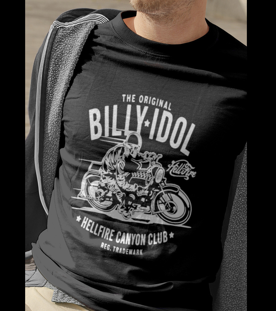 The Original Billy Idol Hellfire Canyon Club Trademark Motorbike Rider T-Shirt