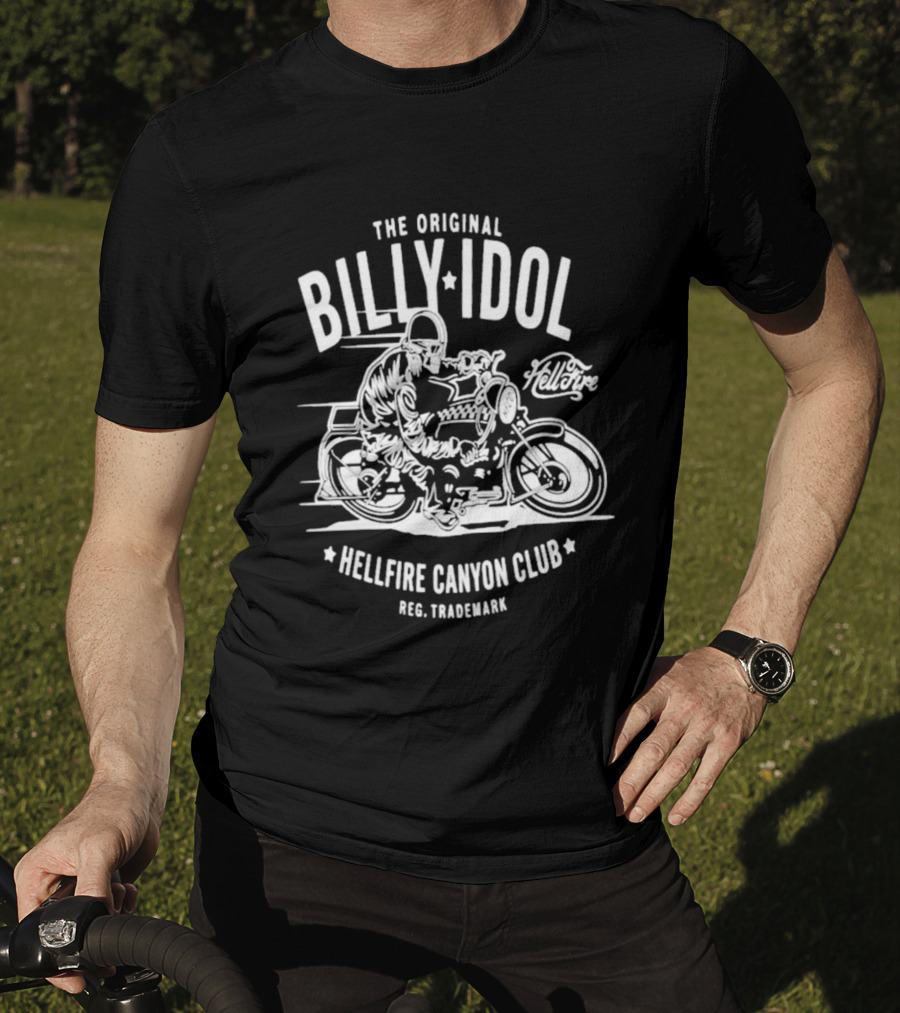 The Original Billy Idol Hellfire Canyon Club Trademark Motorbike Rider T-Shirt