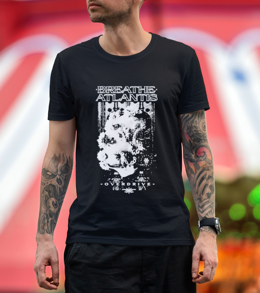Breathe Atlantis Overdrive White Text And Skull T-Shirt