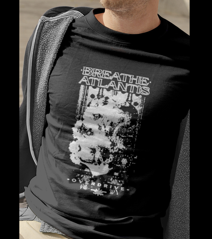 Breathe Atlantis Overdrive White Text And Skull T-Shirt