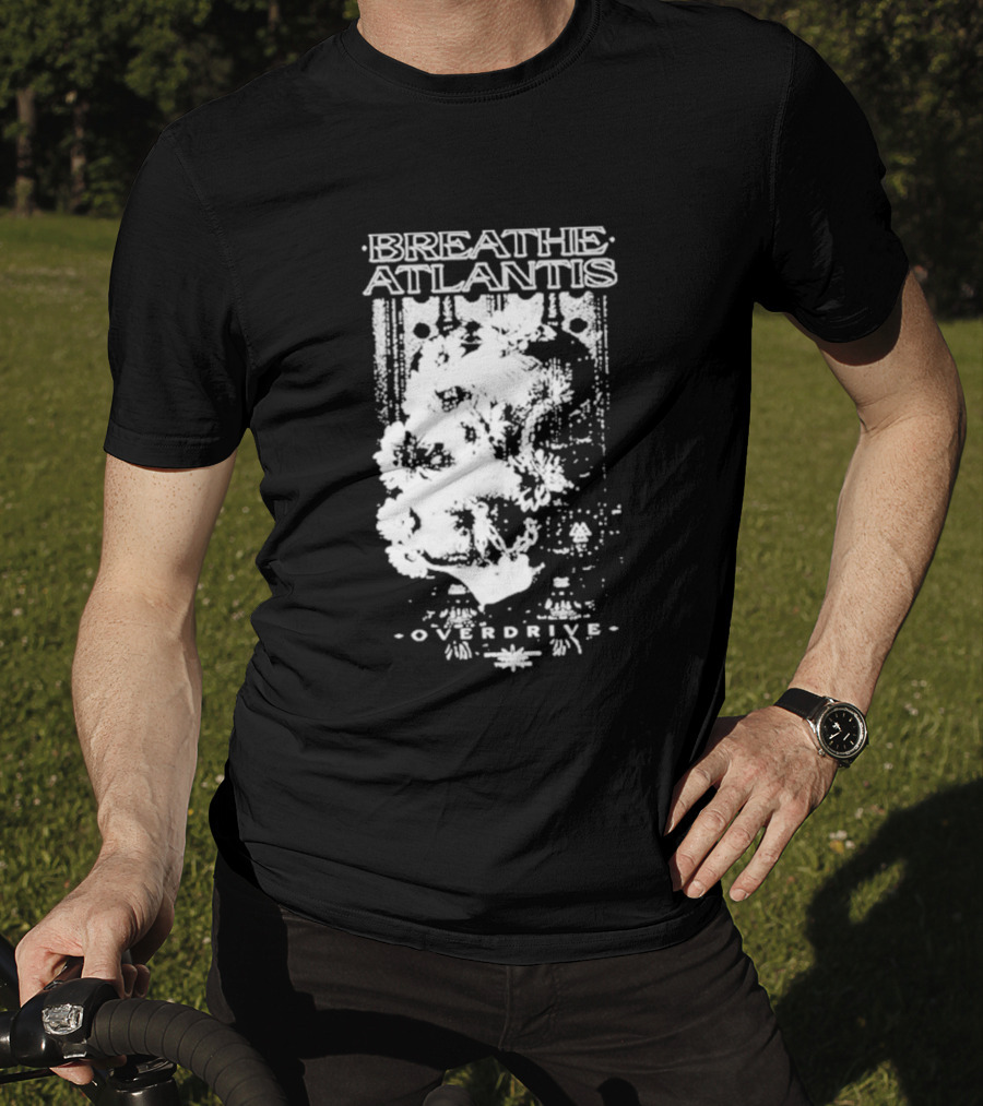 Breathe Atlantis Overdrive White Text And Skull T-Shirt