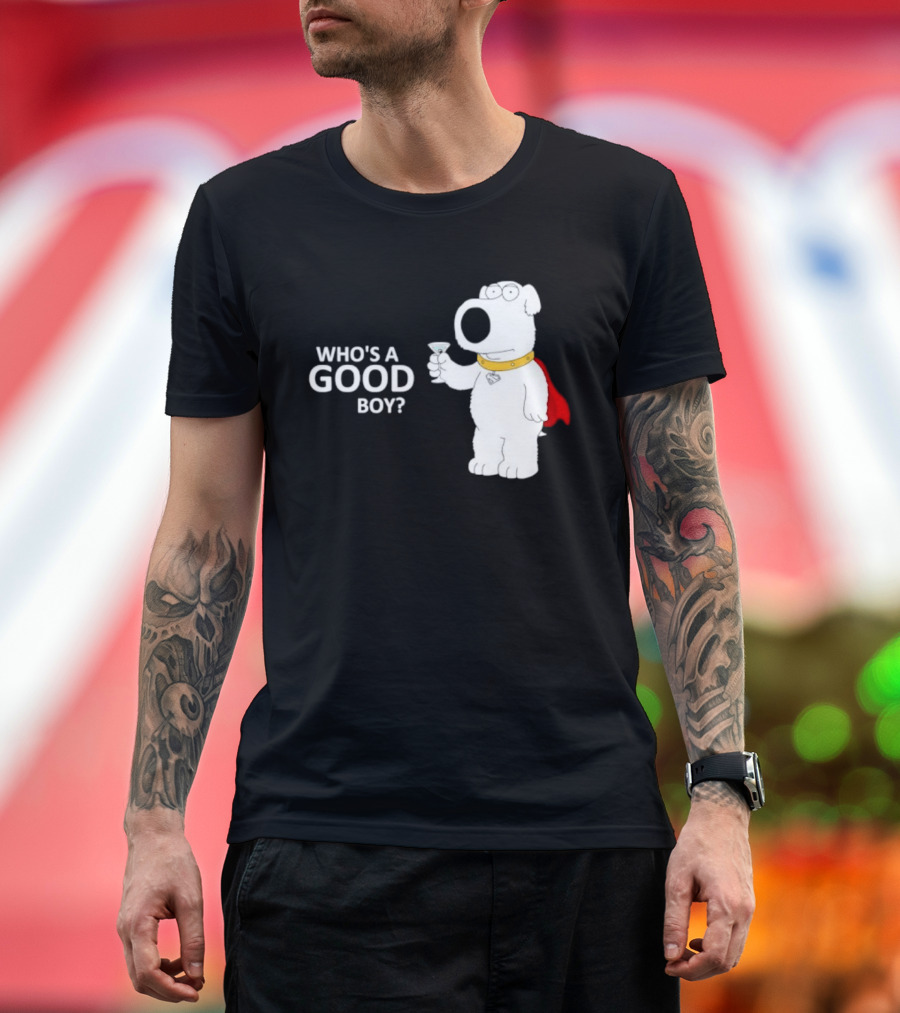 Brian Griffin Who's A Good Boy Family Guy Red Cape Martini T-Shirt