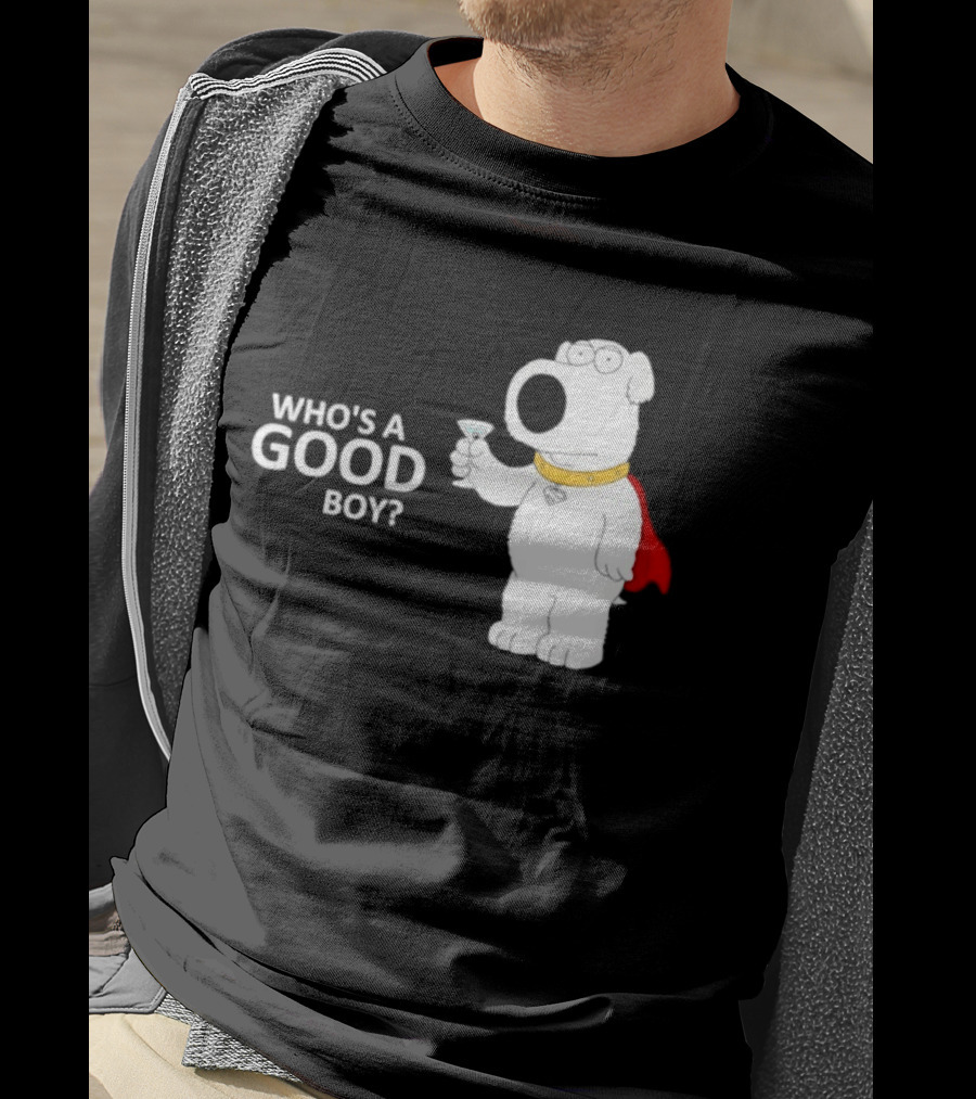 Brian Griffin Who's A Good Boy Family Guy Red Cape Martini T-Shirt