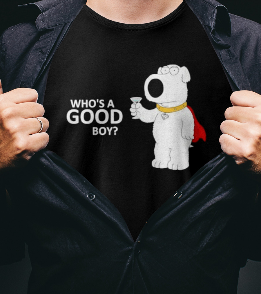 Brian Griffin Who's A Good Boy Family Guy Red Cape Martini T-Shirt