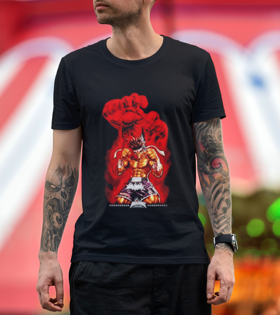 Brick And Bone Fight Club Thai Boxing Warrior With Fiery Fist T-Shirt