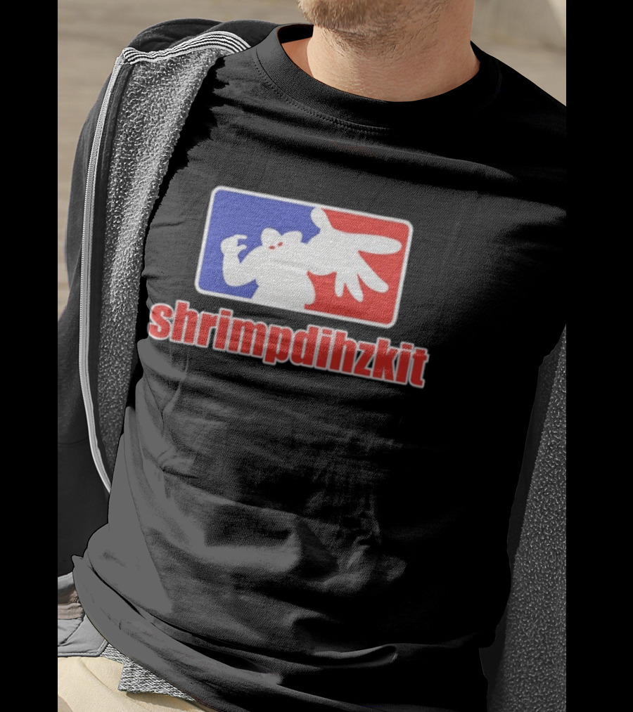 Shrimpdihzkit NBA Style Branding Parody Red White Blue T-Shirt