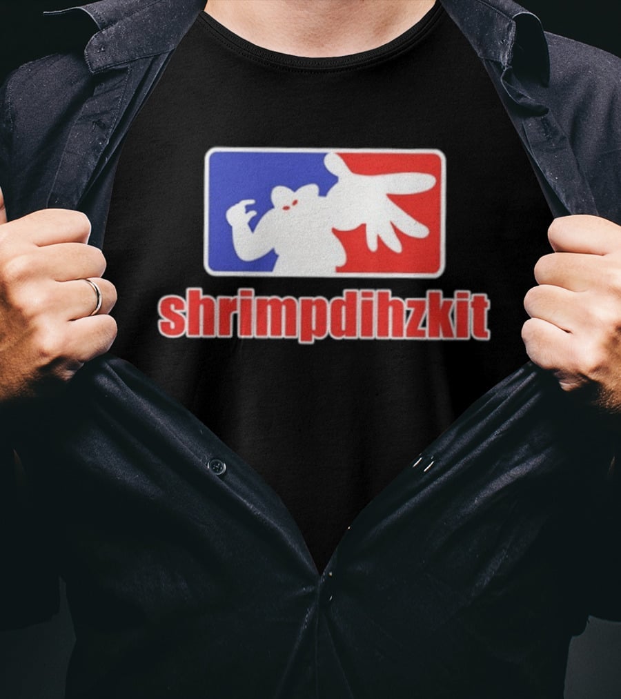 Shrimpdihzkit NBA Style Branding Parody Red White Blue T-Shirt