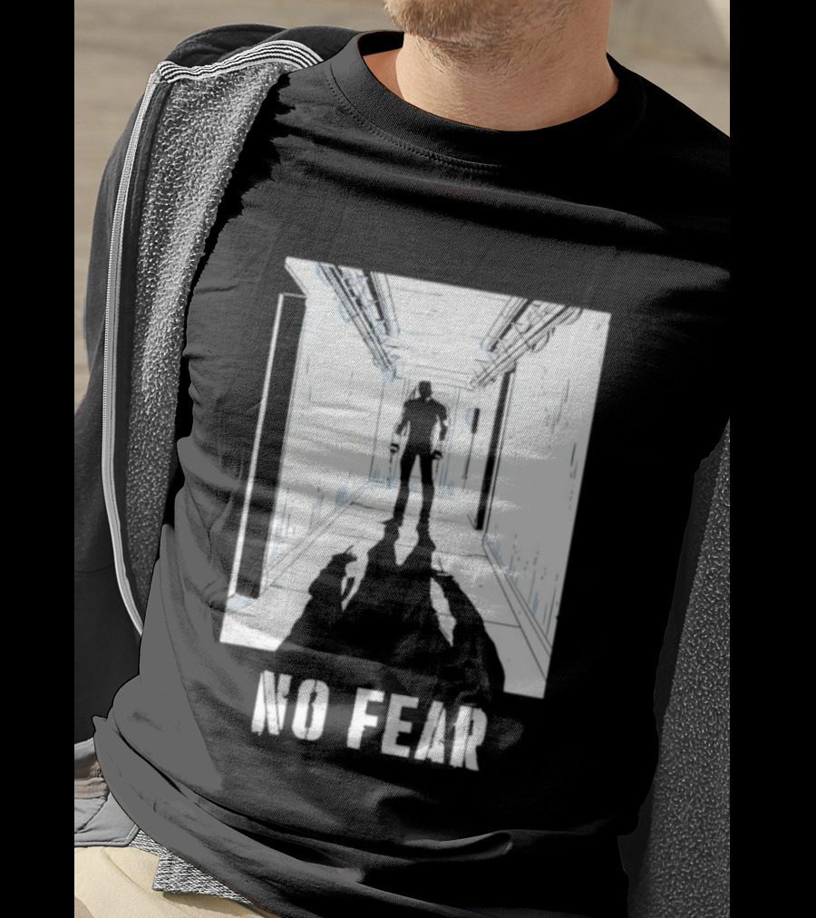 No Fear Courage Motivation Silhouette In Corridor T-Shirt