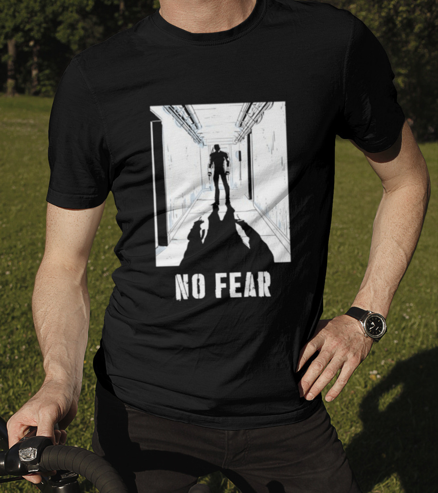 No Fear Courage Motivation Silhouette In Corridor T-Shirt